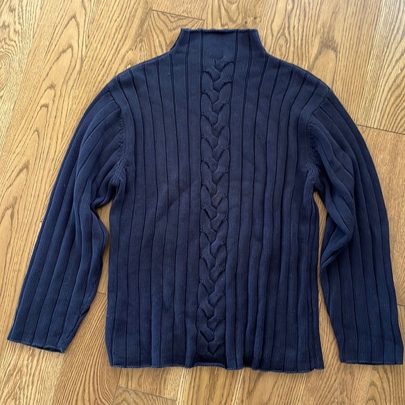 Nordstrom Other - Vintage Navy Blue Pin / Braided Center Stripe Nordstrom Turtleneck Sweater
